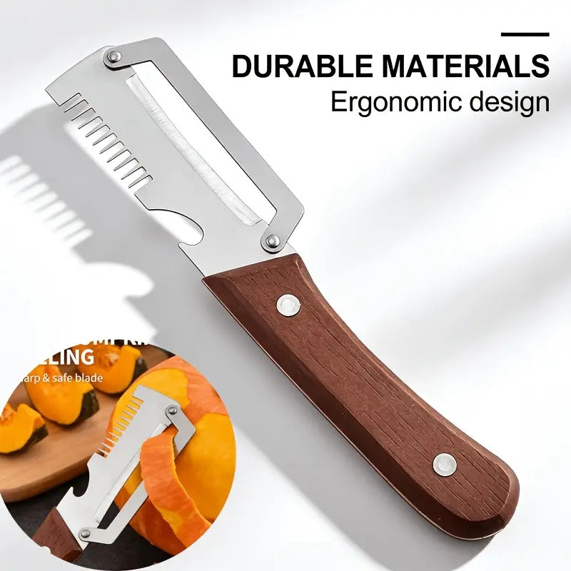 3-in-1 Stainless Steel Peeler Knife – Multi-Function Kitchen Tool for Food Preparation
