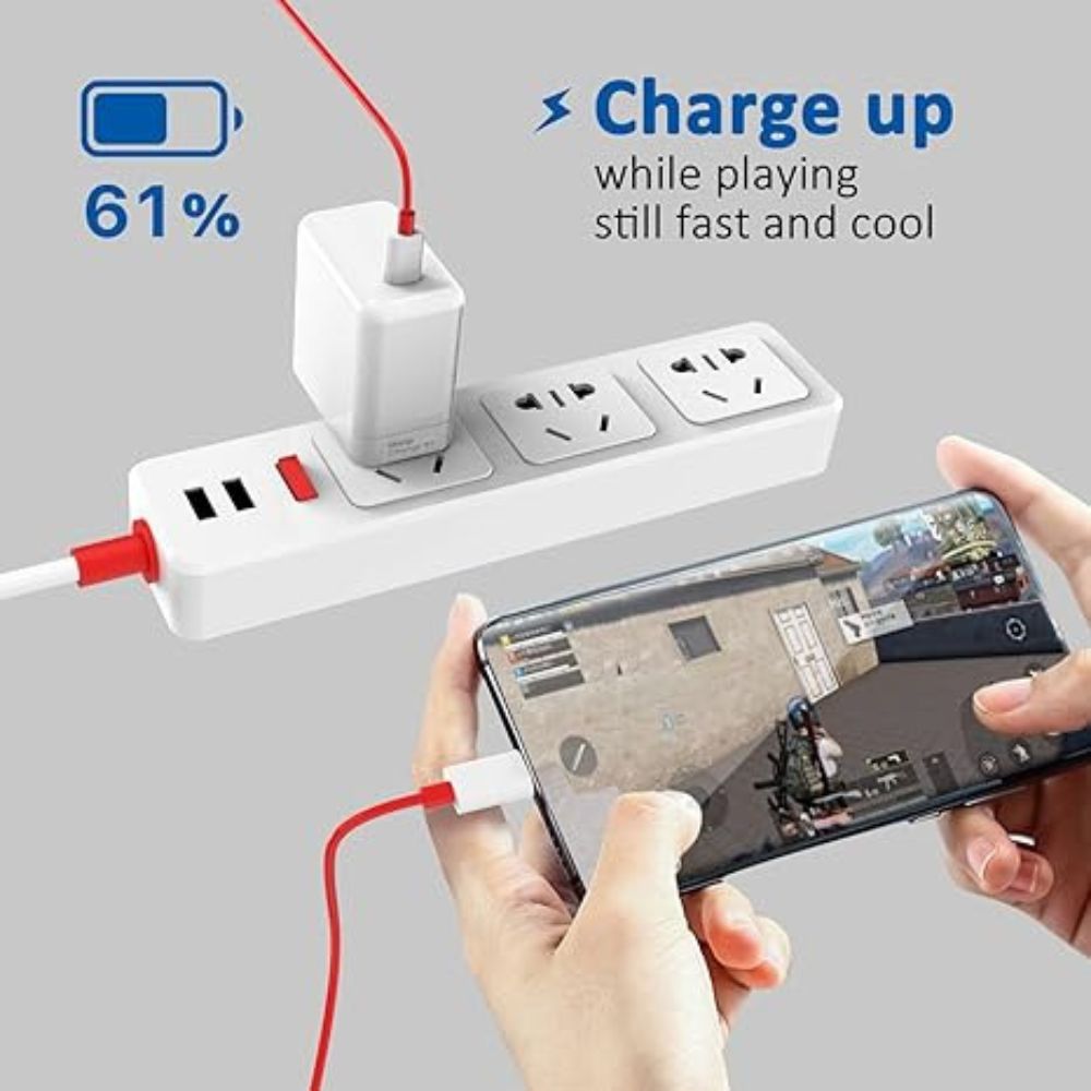 65W OnePlus Super Fast Warp Charger – EU Plug USB-C Power Adapter with USB-C to USB-C Cable