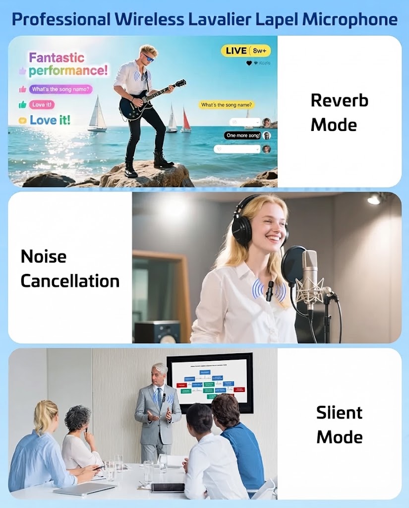K11 Dual Wireless Lavalier Microphone – Bluetooth Clip-On Mic for iPhone & Android, 2-Person Noise Reduction Microphone for YouTube, TikTok & Vlogging