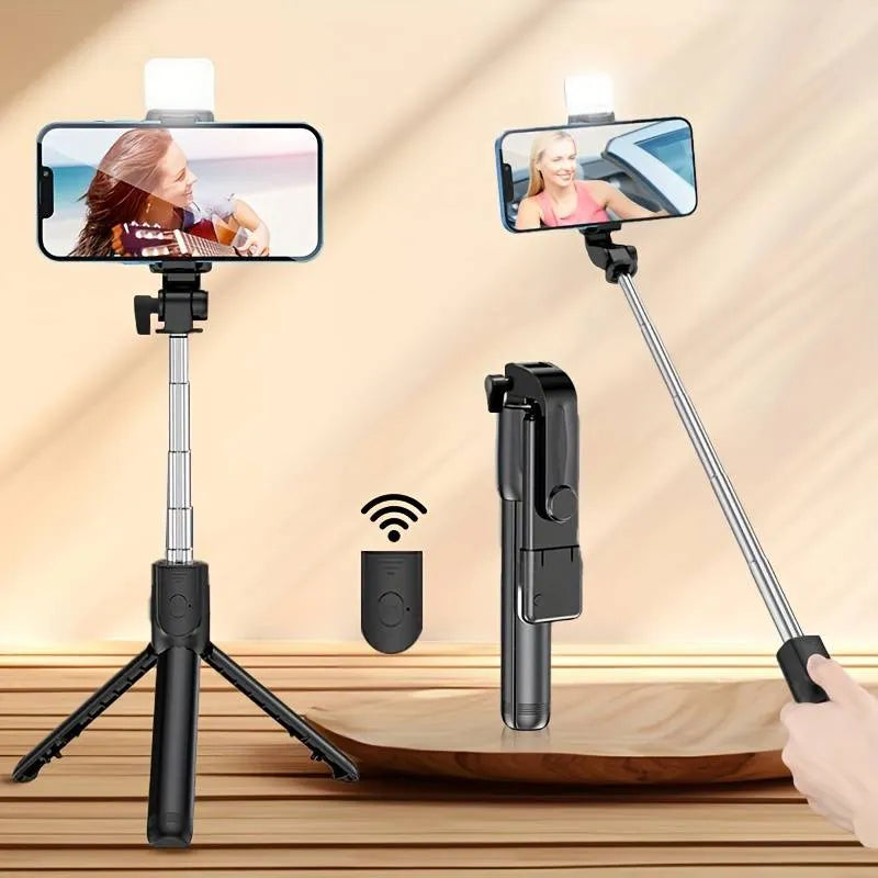 R1S 3-in-1 Selfie Stick & Tripod with LED Light and Bluetooth Remote