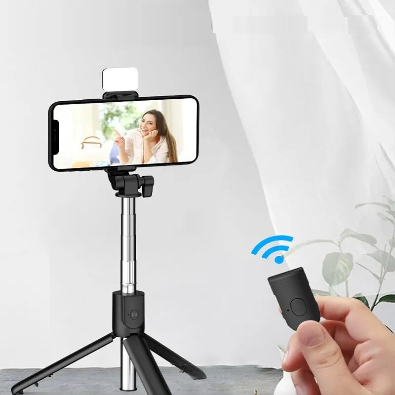 R1S 3-in-1 Selfie Stick & Tripod with LED Light and Bluetooth Remote
