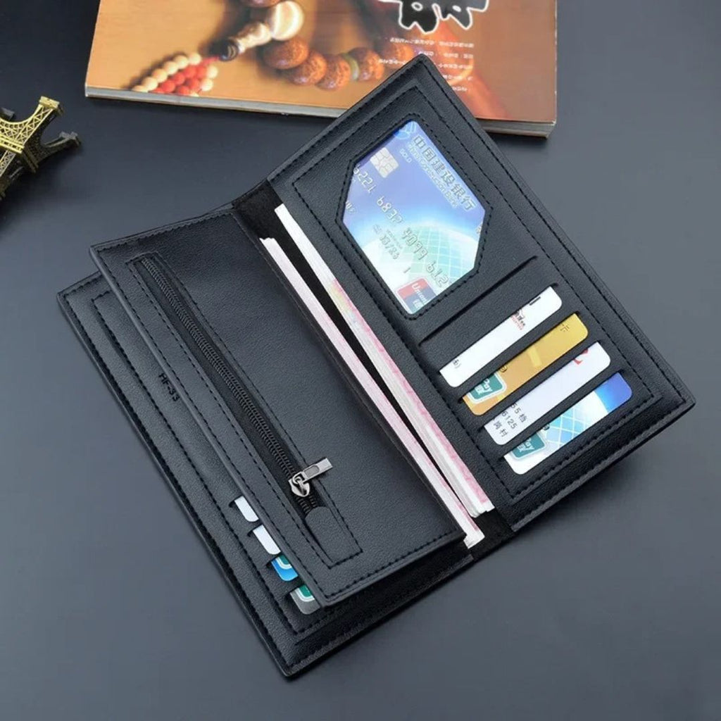 LB-522 Signature Series Long Wallet – Stylish Unisex Everyday Wallet – Black