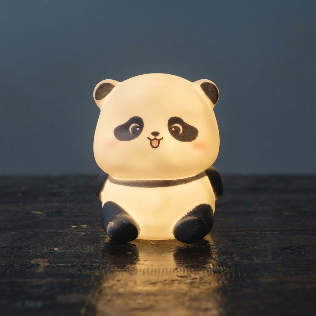 Cute Mini Panda LED Night Light – Rechargeable Touch Lamp, Portable Silicone Night Light for Kids' Bedroom & Nursery