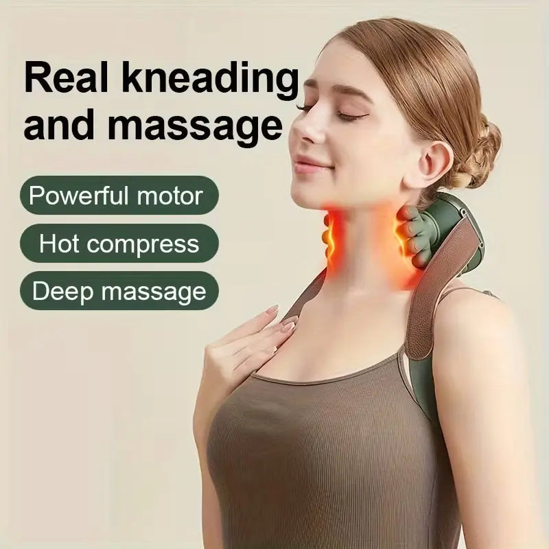 Premium Rechargeable Neck & Shoulder Massager with Heat Therapy – Deep Kneading Massage & Relaxation Machine