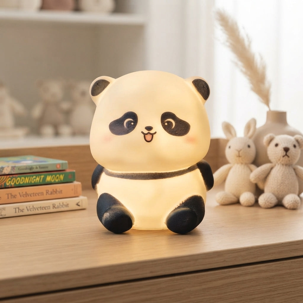 Cute Mini Panda LED Night Light – Rechargeable Touch Lamp, Portable Silicone Night Light for Kids' Bedroom & Nursery