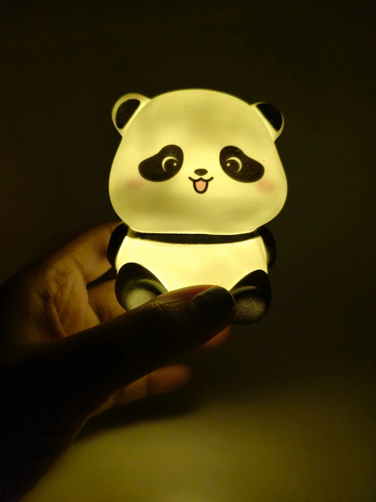 Cute Mini Panda LED Night Light – Rechargeable Touch Lamp, Portable Silicone Night Light for Kids' Bedroom & Nursery