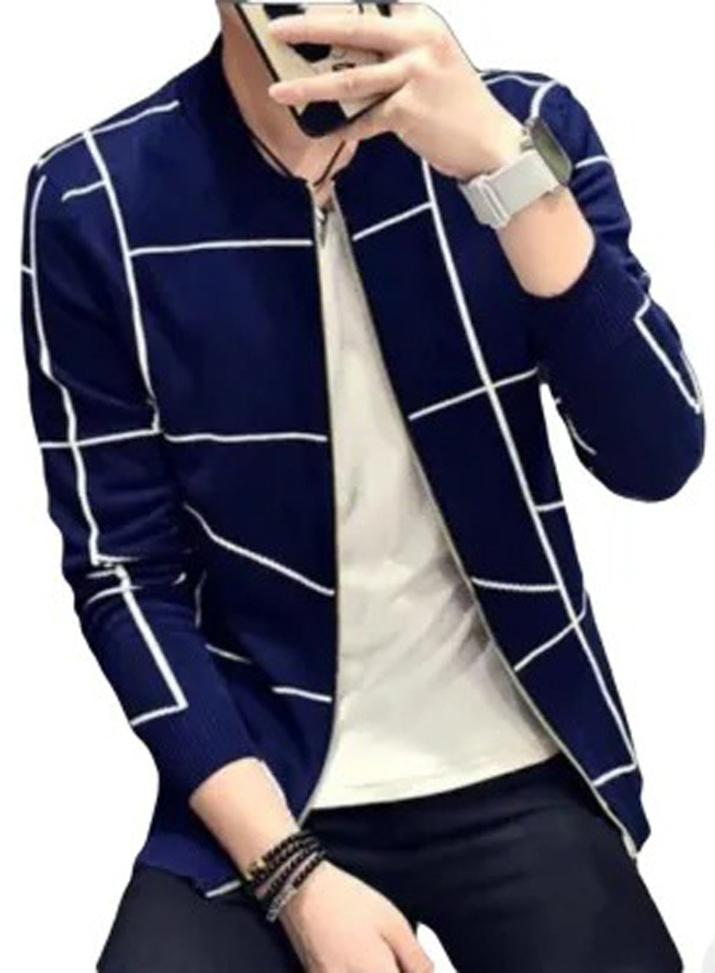 Men's Winter Zipper Jacket – Navy Blue