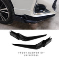 Universal Glossy Black Front Bumper Lip Corner Protector Kit – Splitter Fins Spoiler Canards (Pair)