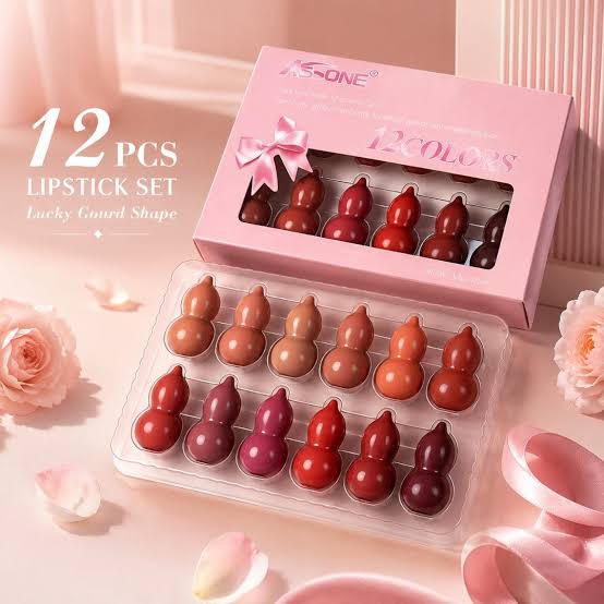 Mini Lucky Gourd-Shaped Lipstick Set – Cute Compact Lip Color Collection