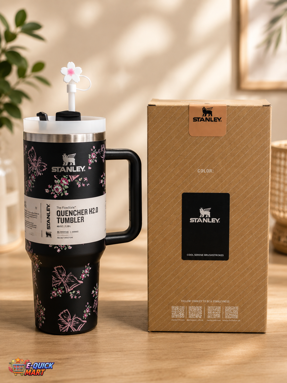 Stanley 40oz (1200ml) Premium Stainless Steel Tumbler – Black Printed Design