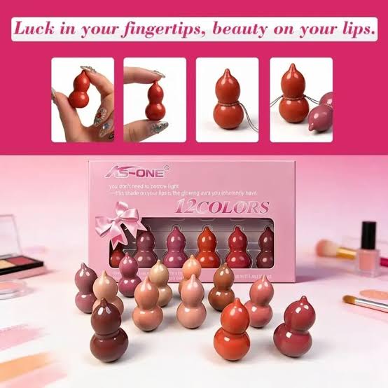 Mini Lucky Gourd-Shaped Lipstick Set – Cute Compact Lip Color Collection