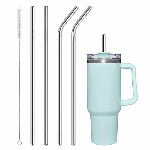Premium Stainless Steel Straws with Silicone Tips – Compatible with 40oz Tumblers