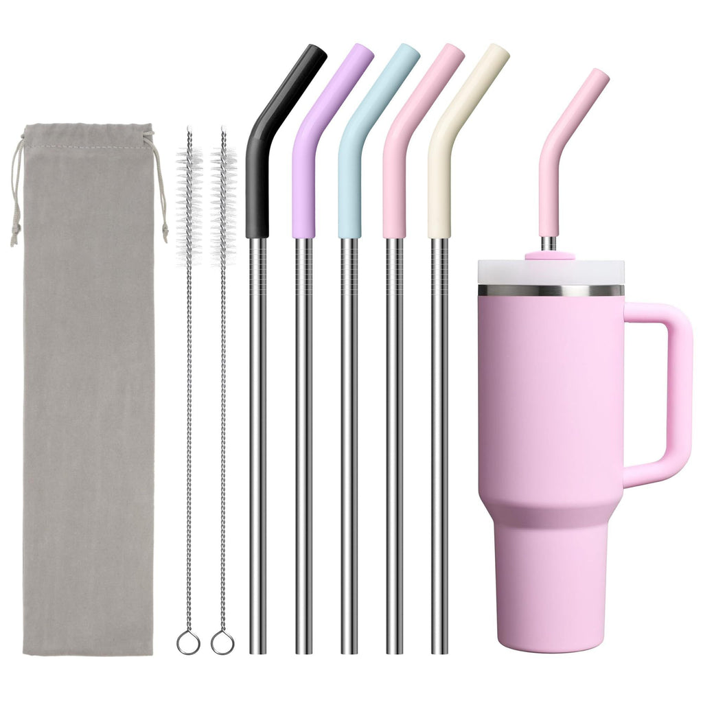 Premium Stainless Steel Straws with Silicone Tips – Compatible with 40oz Tumblers