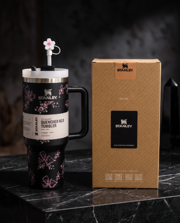 Stanley 40oz (1200ml) Premium Stainless Steel Tumbler – Black Printed Design