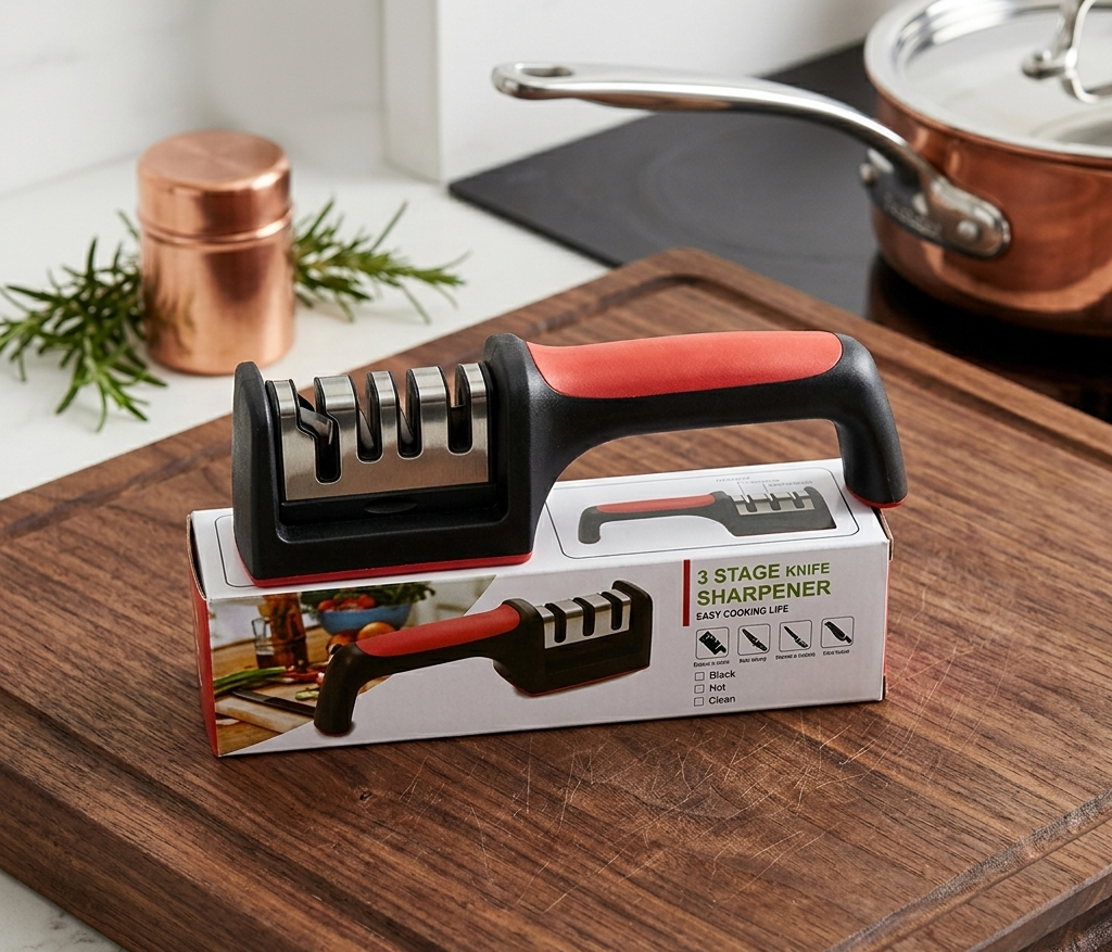 3-Stage Professional Manual Knife Sharpener – Kitchen Knife Sharpening Tool