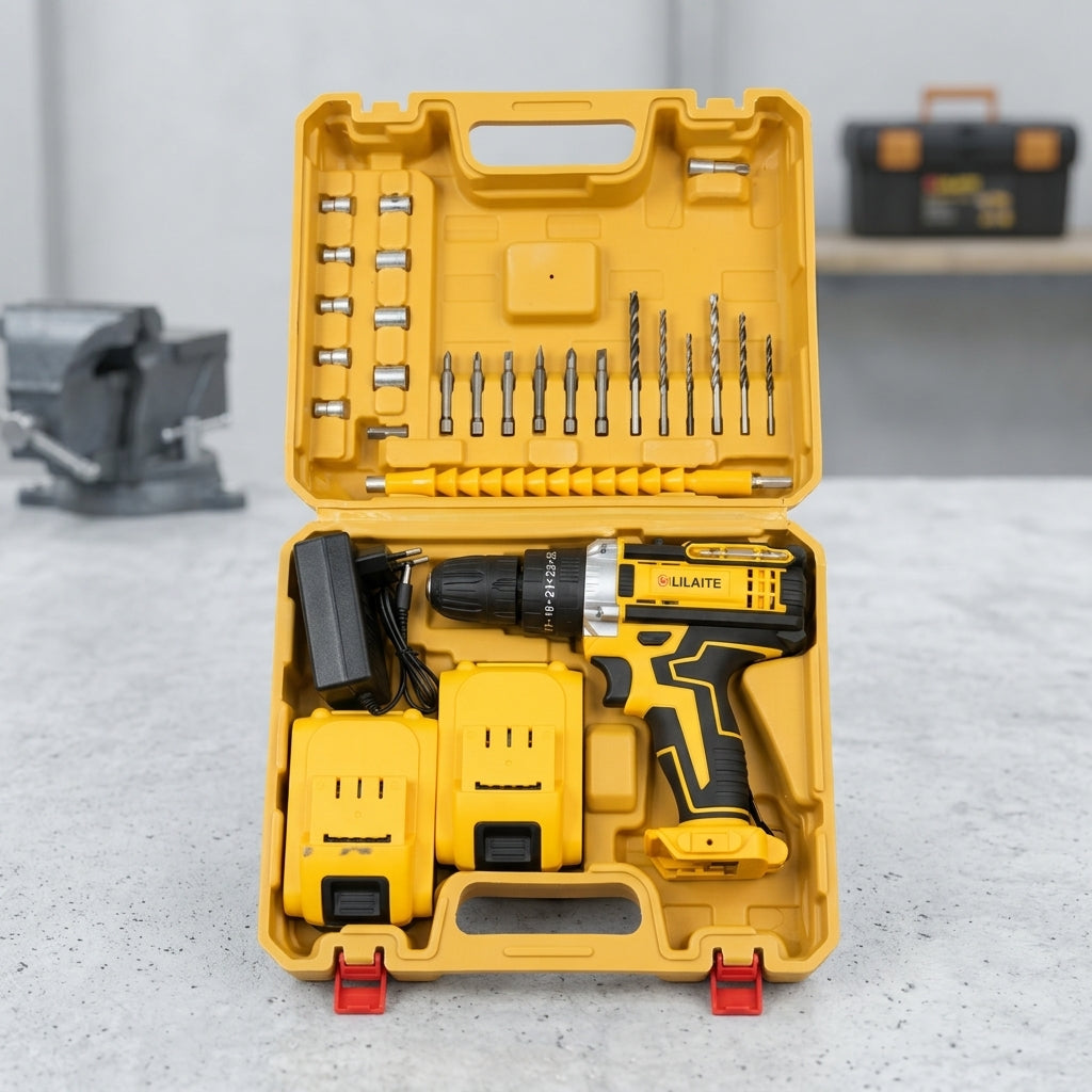 48V Cordless Drill Machine with 2 Rechargeable Batteries – Portable Power Drill Kit