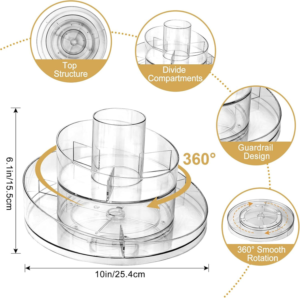 360° Rotating Makeup Storage Organizer – Adjustable Cosmetic & Skincare Holder