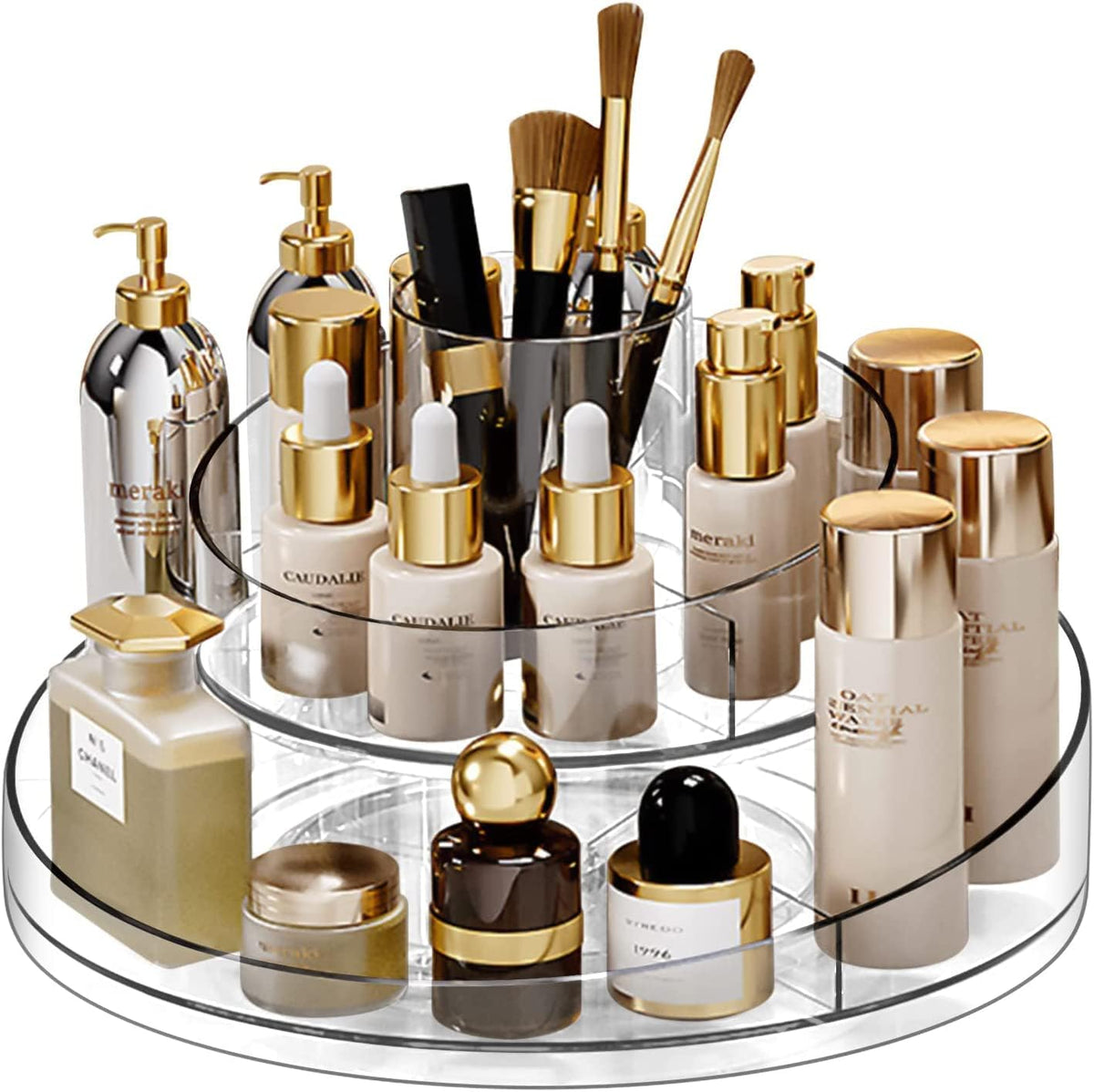 360° Rotating Makeup Storage Organizer – Adjustable Cosmetic & Skincare Holder
