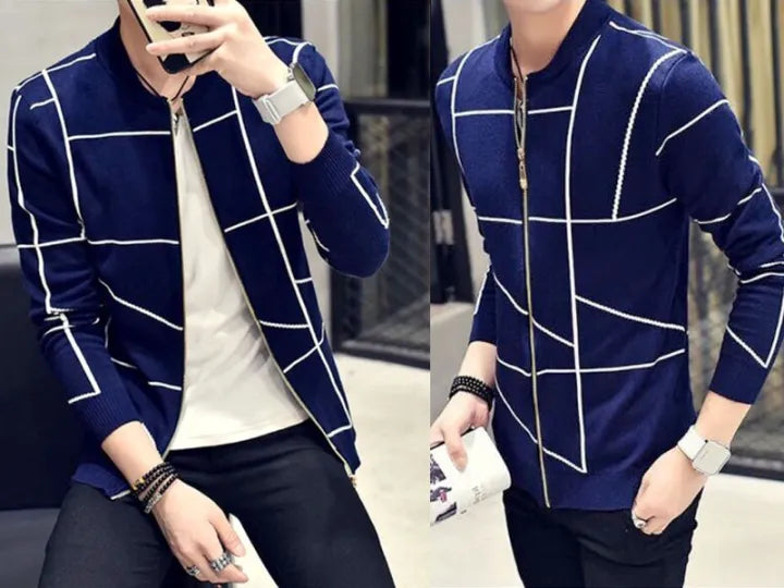 Men's Winter Zipper Jacket – Navy Blue