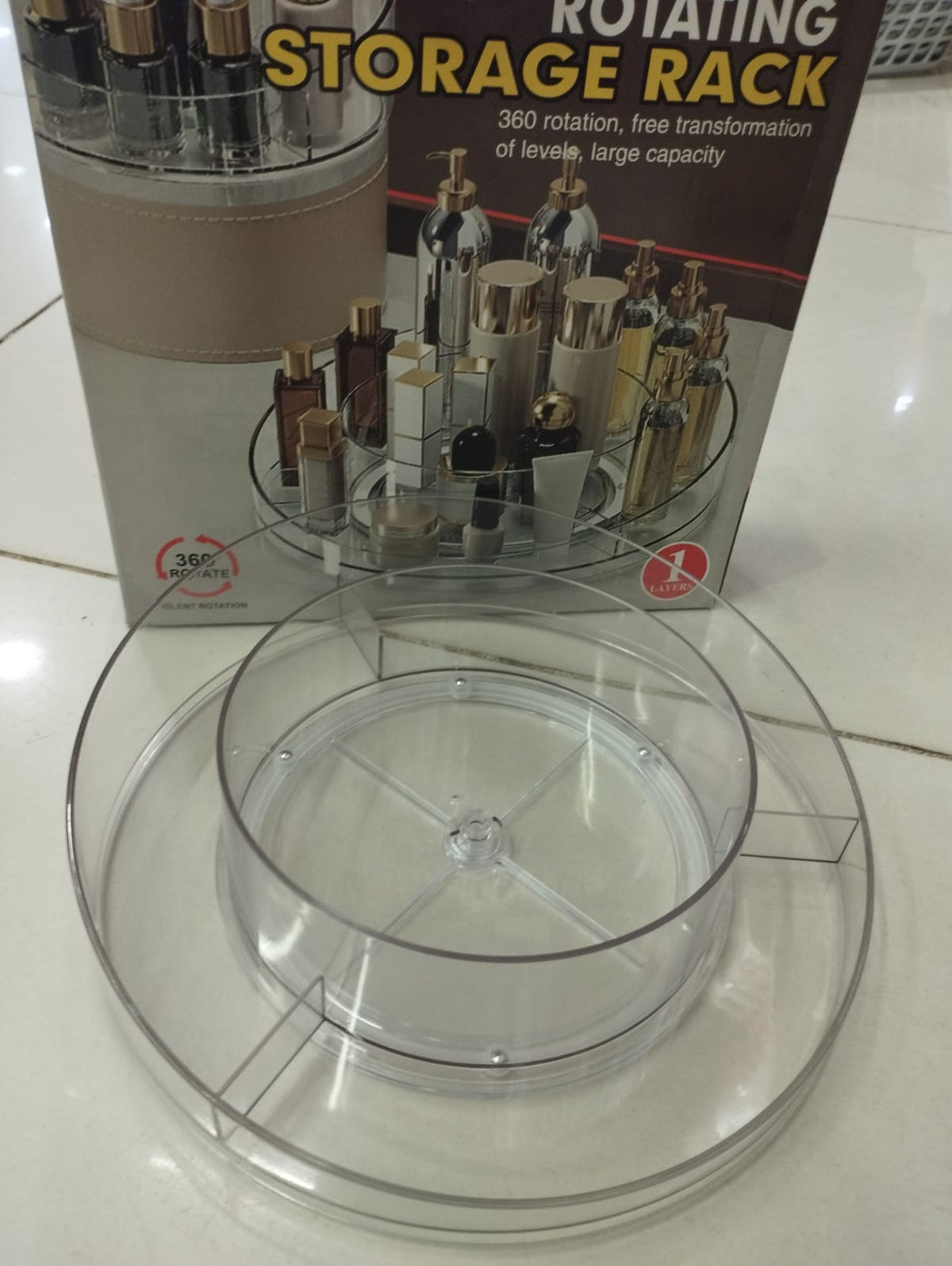 360° Rotating Makeup Storage Organizer – Adjustable Cosmetic & Skincare Holder