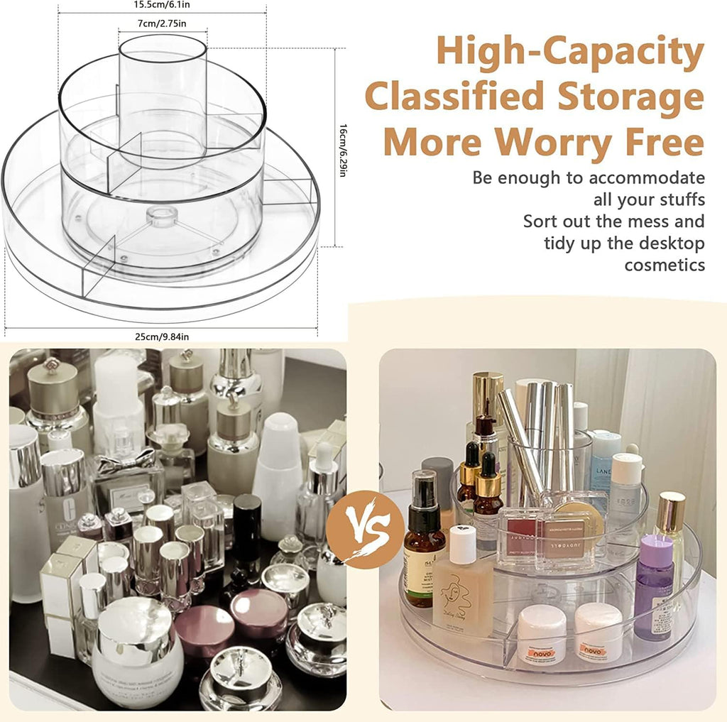 360° Rotating Makeup Storage Organizer – Adjustable Cosmetic & Skincare Holder