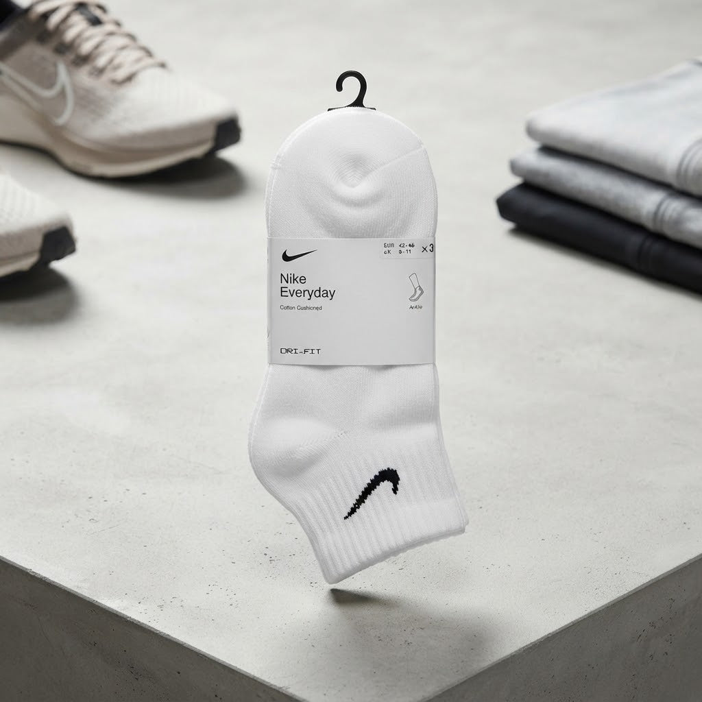 White Dri-FIT Ankle Socks – Short Leg Athletic Sports Socks