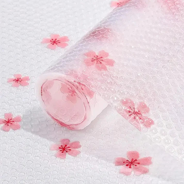 Anti-Slip Floral Pattern PVC Drawer Liner Roll – 45 × 100 cm