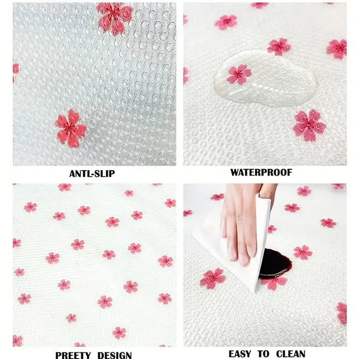 Anti-Slip Floral Pattern PVC Drawer Liner Roll – 45 × 100 cm