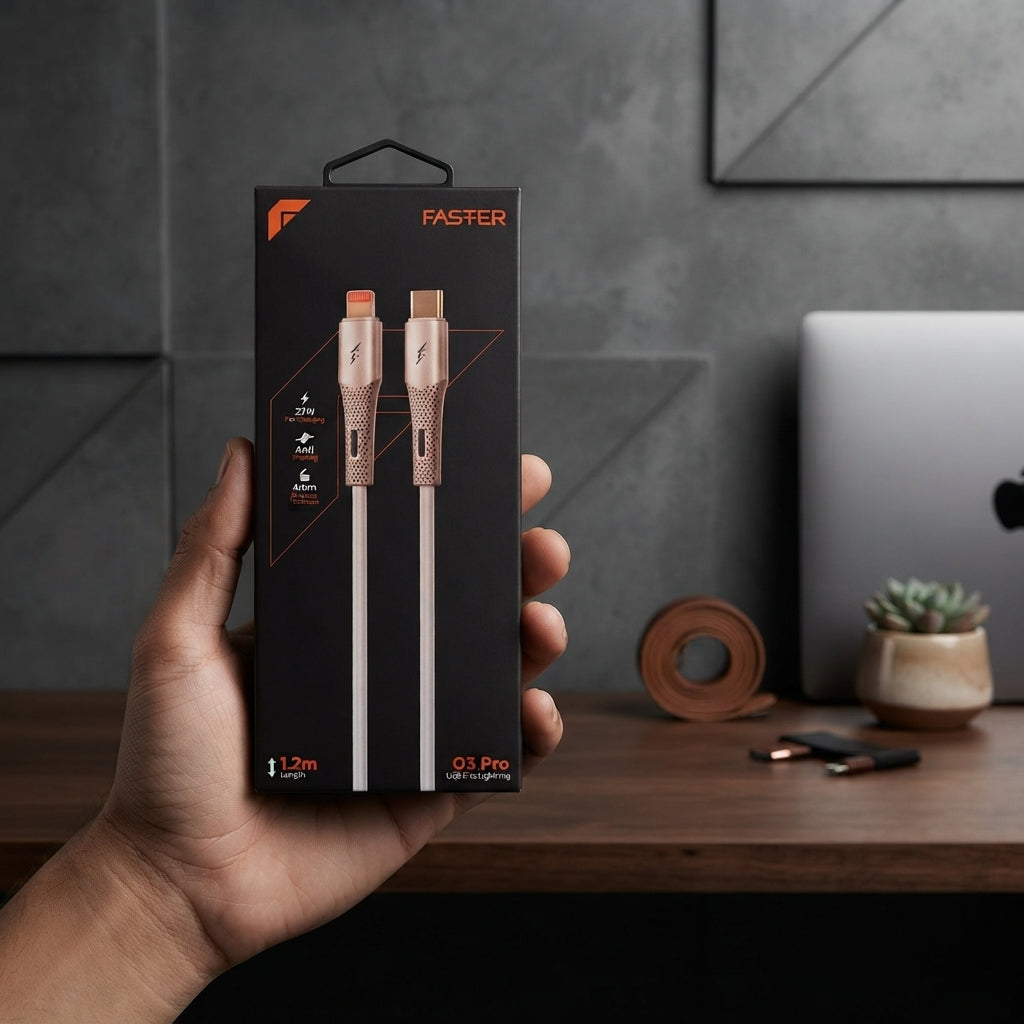 Faster O3 Pro USB-C to Lightning Fast Charging Cable – White