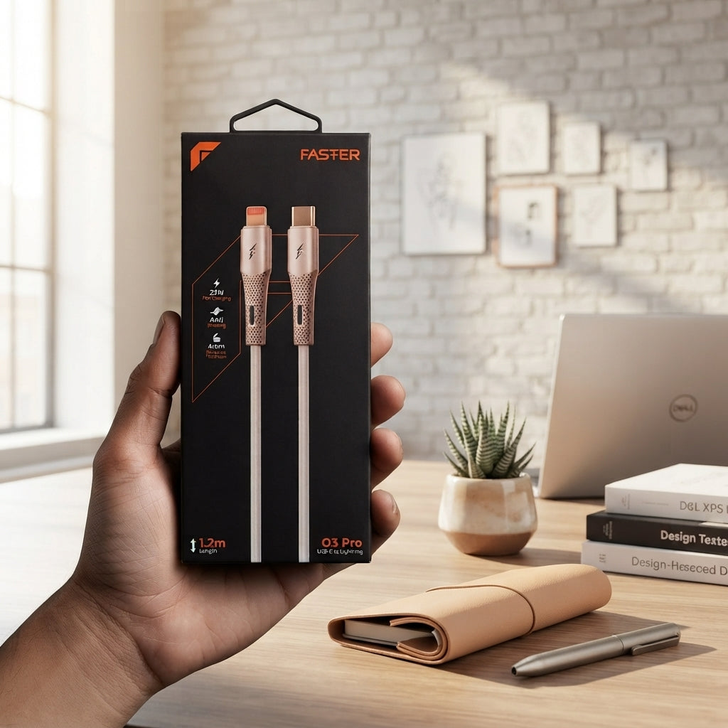Faster O3 Pro USB-C to Lightning Fast Charging Cable – White