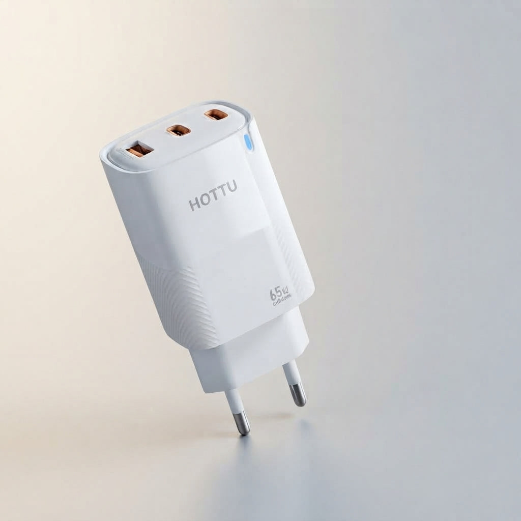 HOTTU FC34 65W GaN Fast Charger – Dual USB-C PD & USB-A Ports