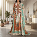 Elegant Kaftan-Style 3-Piece Unstitched Suit with Handwork Embroidery