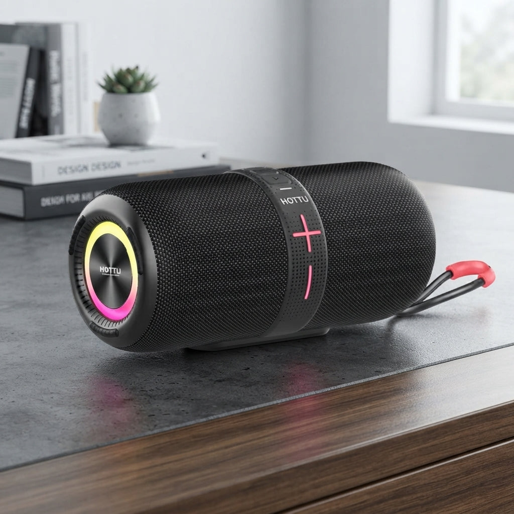 HOTTU BS02 Bluetooth Speaker – IPX5 Waterproof, RGB Lights & Powerful Bass