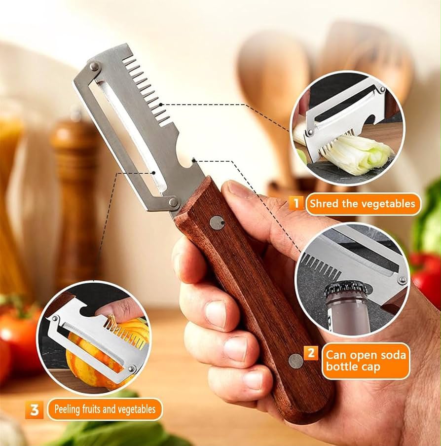 Stainless Steel Vegetable Peeler – Ergonomic Wooden Handle