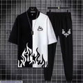 Men Black Flame Track Suit 2Pc Summer Wear Pakistan