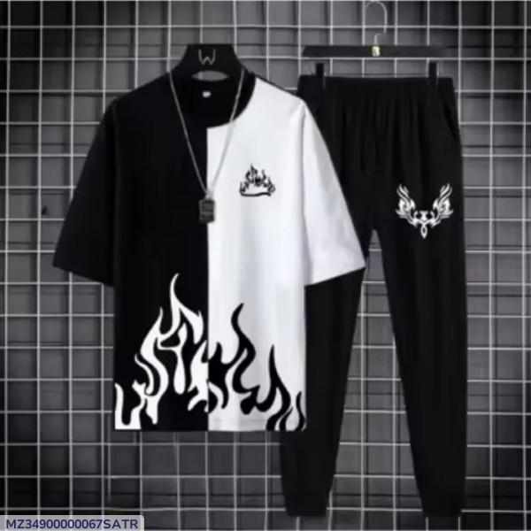 Men Black Flame Track Suit 2Pc Summer Wear Pakistan