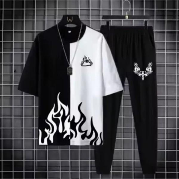 Men Black Flame Track Suit 2Pc Summer Wear Pakistan