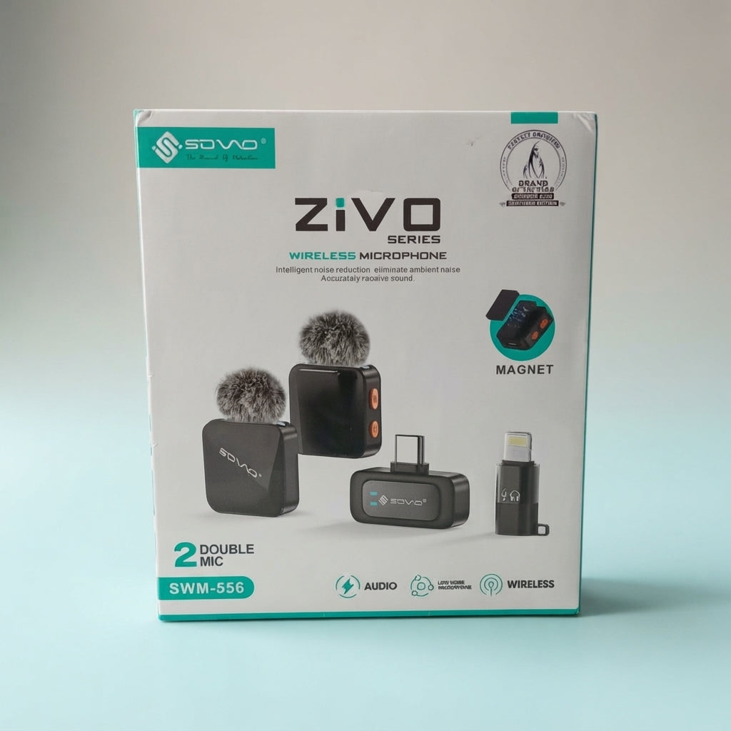 SOVO ZIVO SWM-556 Dual Wireless Microphone System – Audio Recording Kit