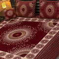Red Velvet Jacquard Double Bed Set 4 Pcs