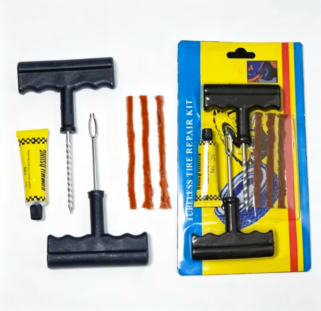 Universal Tubeless Tire Puncture Repair Kit – Car, Motorcycle & Bicycle Tire Repair Tool Set