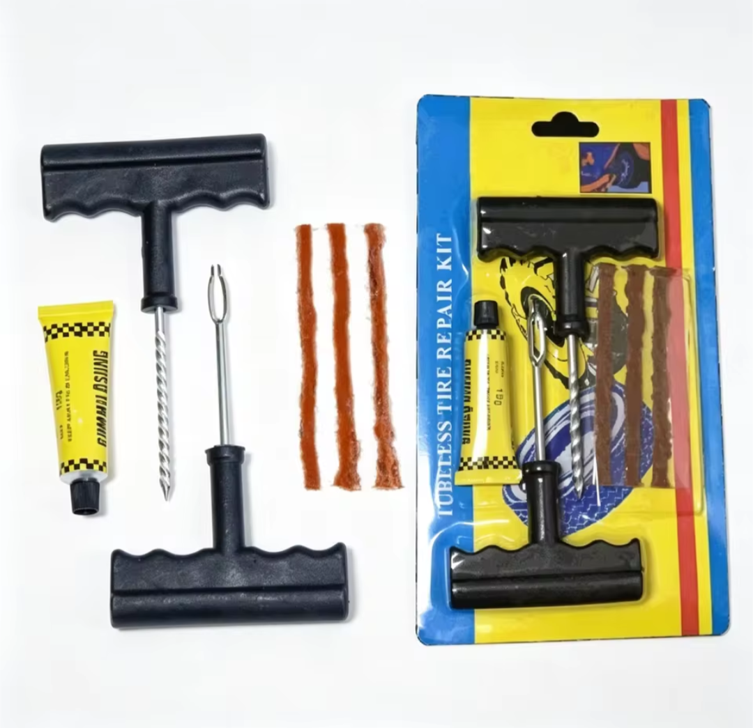 Universal Tubeless Tire Puncture Repair Kit – Car, Motorcycle & Bicycle Tire Repair Tool Set