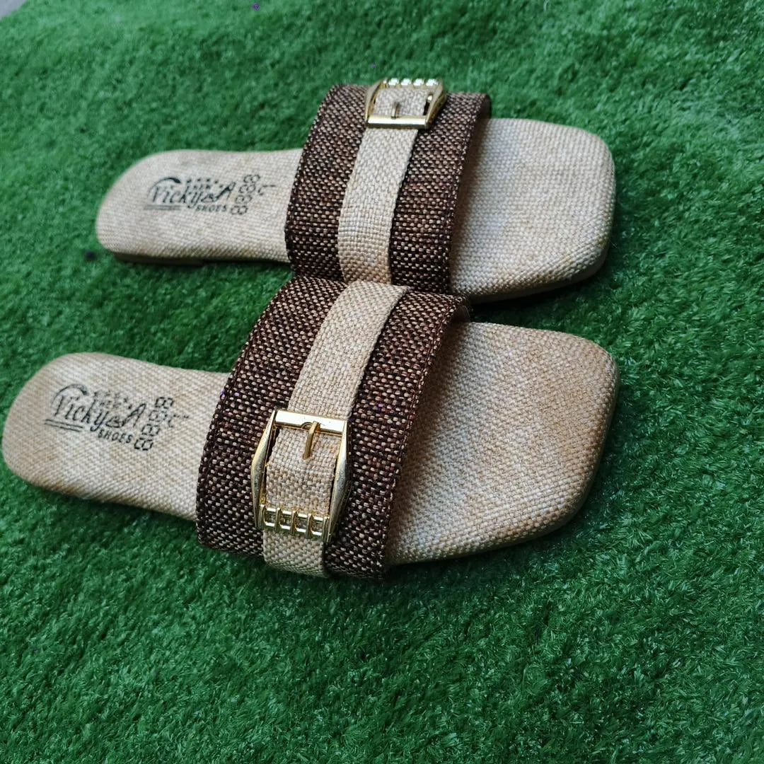 Women's Red Beige Buckle Slides Multicolor Casual Formal