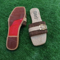 Women's Red Beige Buckle Slides Multicolor Casual Formal