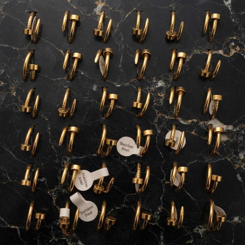 Designer-Inspired Nail Ring Set for Women – Stainless Steel Stackable Cuff Rings